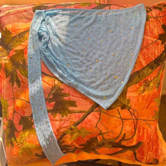 i heart raves light blue rhinestone gem sarong mini summer skirt - Picture 1 of 8